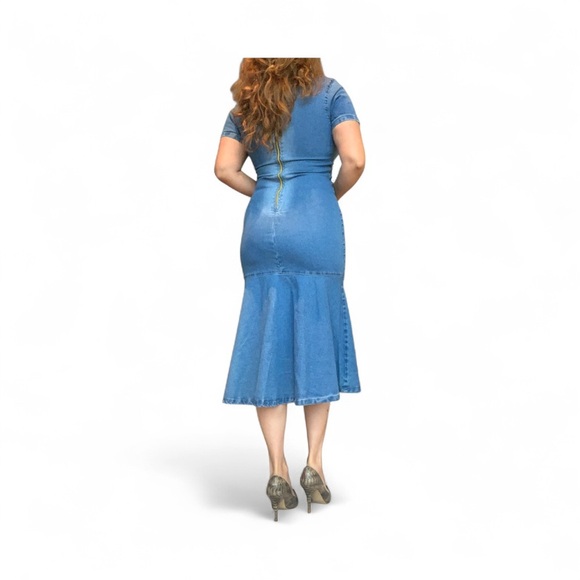 Stylish Blue Denim Dress - Picture 5 of 14